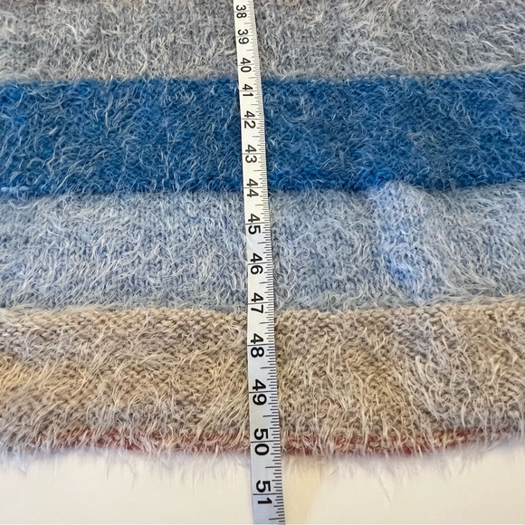 Womens Scarf Chunky Knit Multicolor Stripe Colorblock Fuzzy Rectangular Scarf - Picture 10 of 11